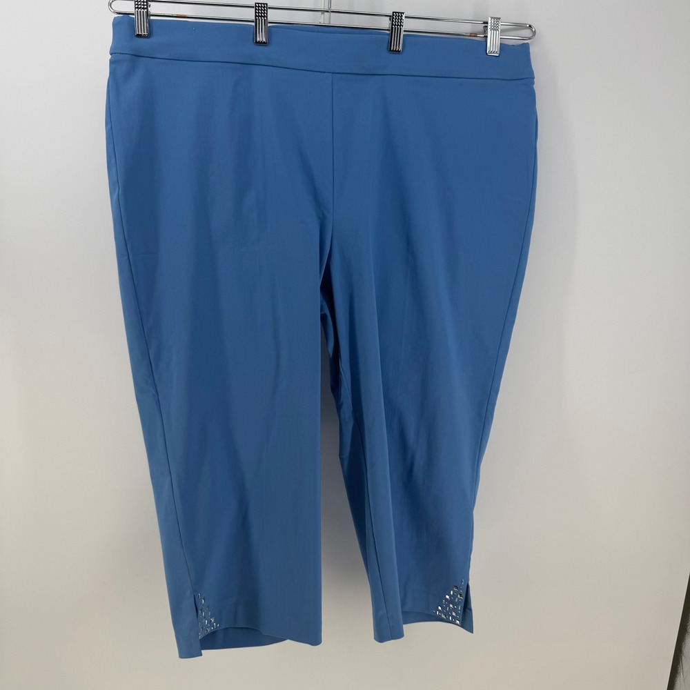 Counterparts Capri Pants Women 22W Blue Studded Hem Pull On Casual Office Resort
